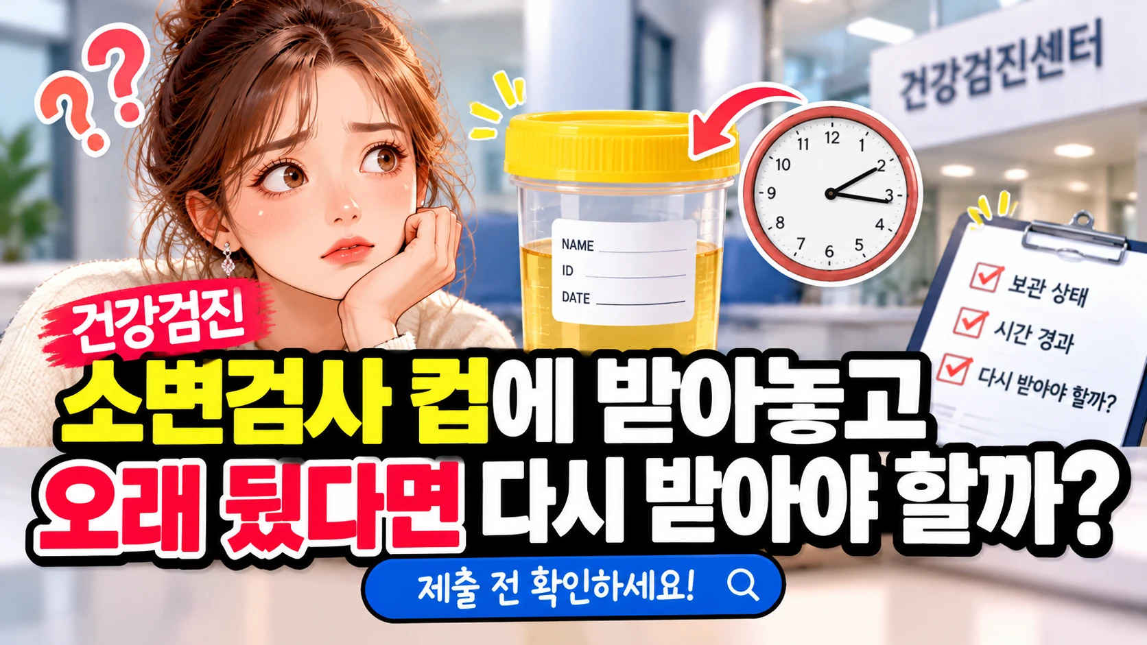 건강검진 소변검사 컵에 받아놓고 오래 뒀다면 다시 받아야 할까? 제출 전 확인하세요