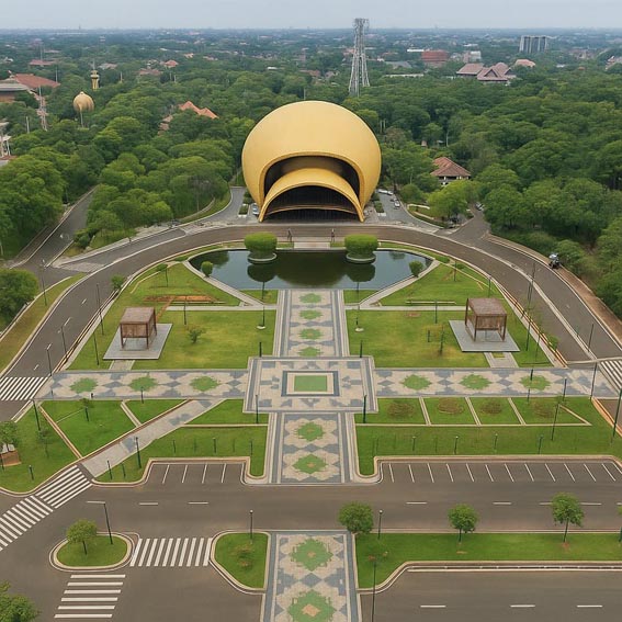 인도네시아 전통문화를 체험할 수 있는 따만 미니 인도네시아 인다(Taman Mini Indonesia Indah) 외관 전경