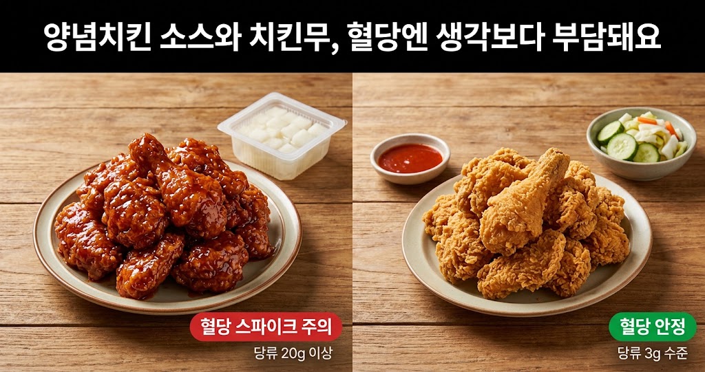 양념치킨 소스와 치킨무, 혈당엔 생각보다 부담돼요