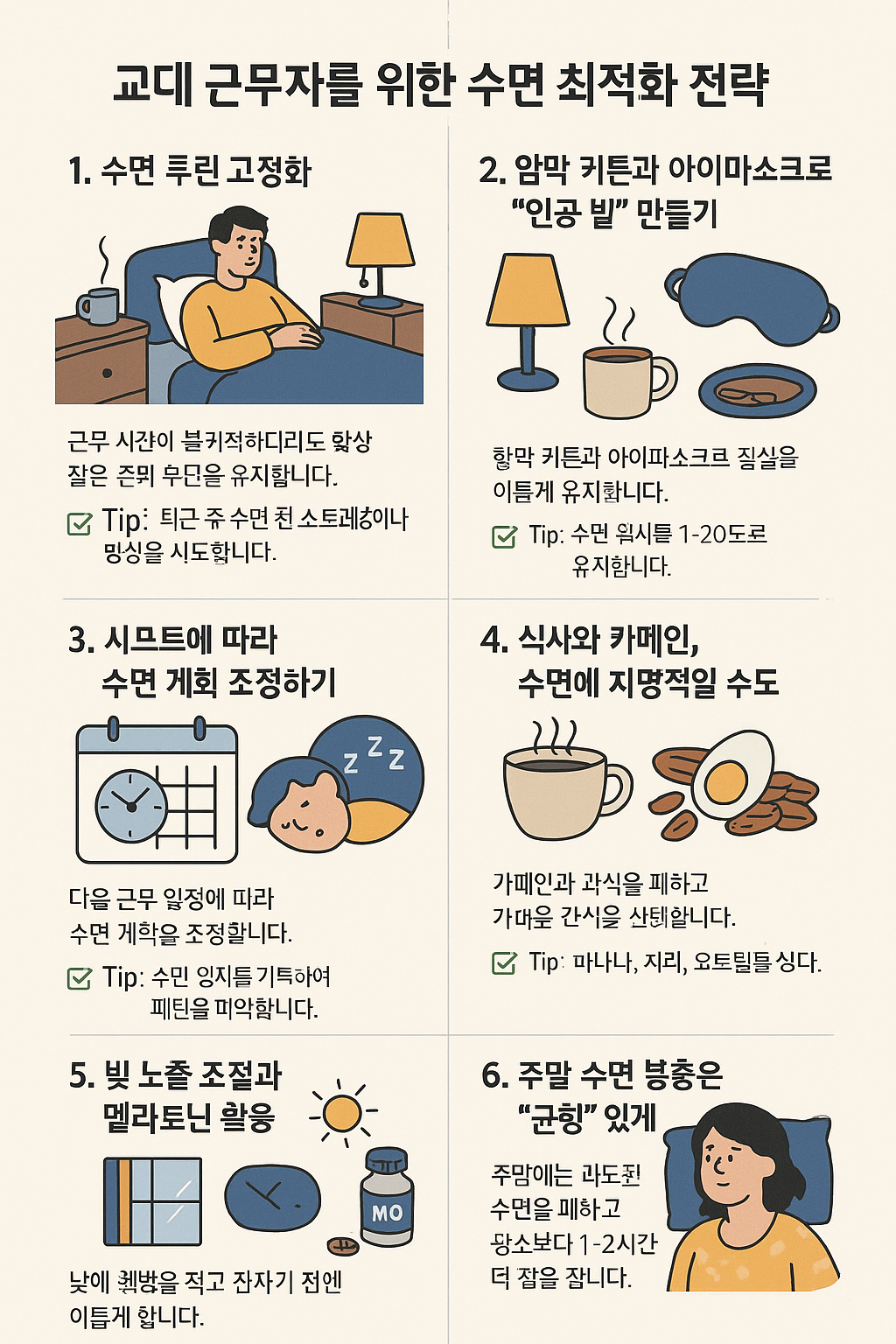 교대 근무자를 위한 수면 최적화 전략: 야간 근무에도 숙면하는 법