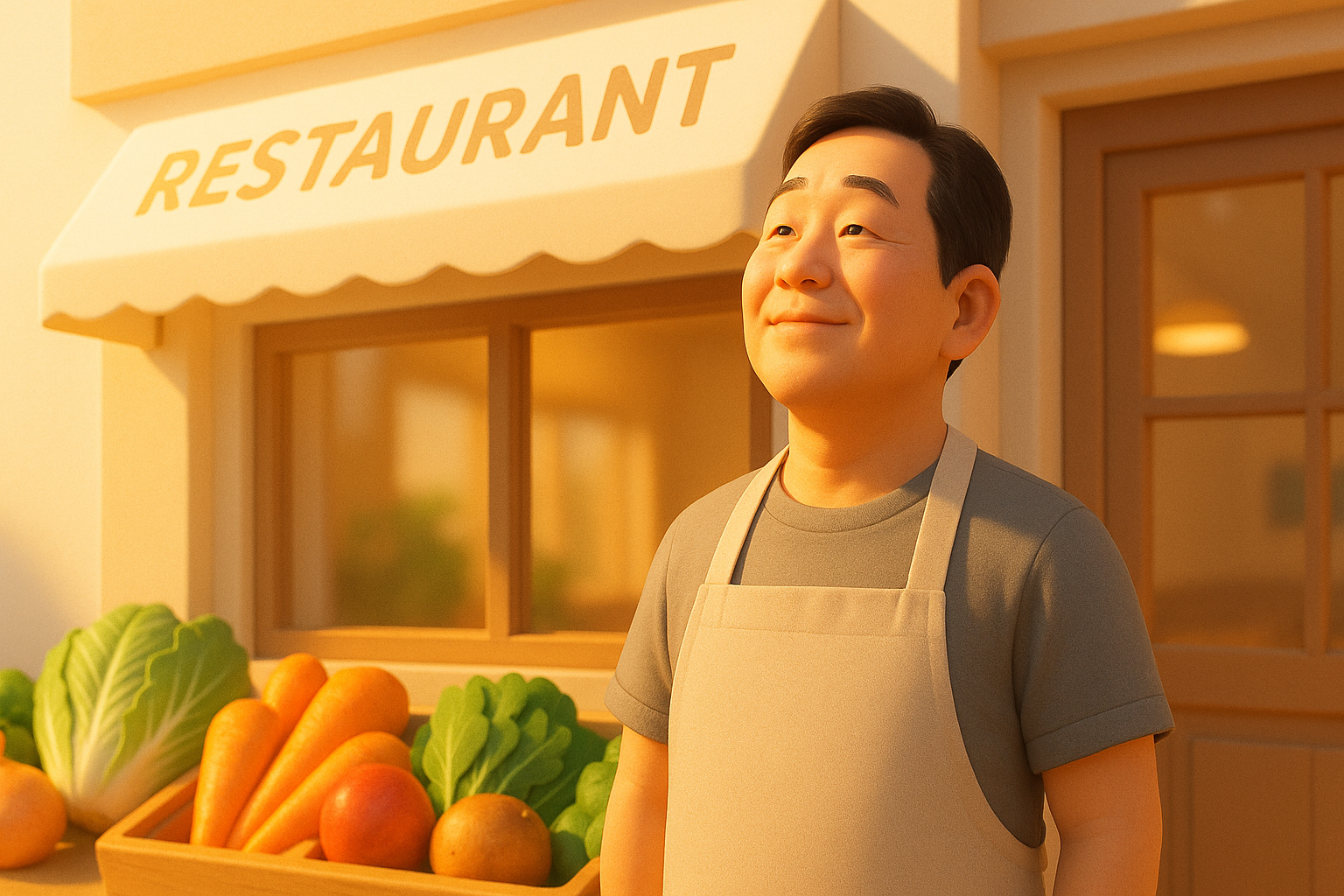 2025년 소상공인 채무조정 정책을 보며 희망을 얻는 식당 사장님의 모습