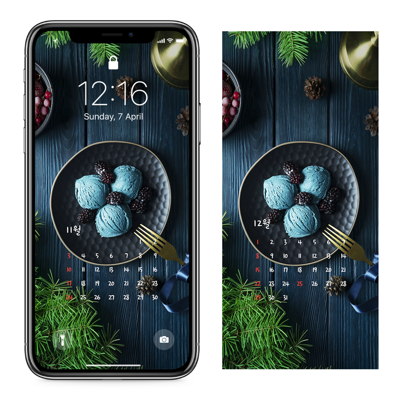11 블랙베리와 아이스크림 AB - 2024년11월 아이폰달력배경화면