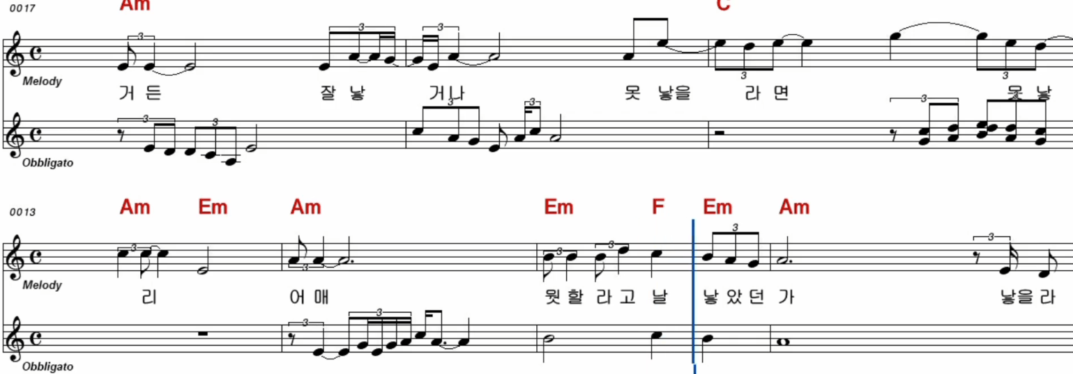 나훈아 어매 악보