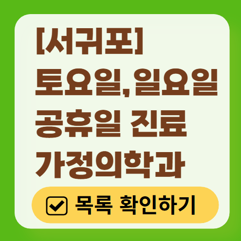 서귀포시 주말 토요일 일요일 가정의학과 진료 병원 목록 ❘ 공휴일 진료 영업 병원 리스트