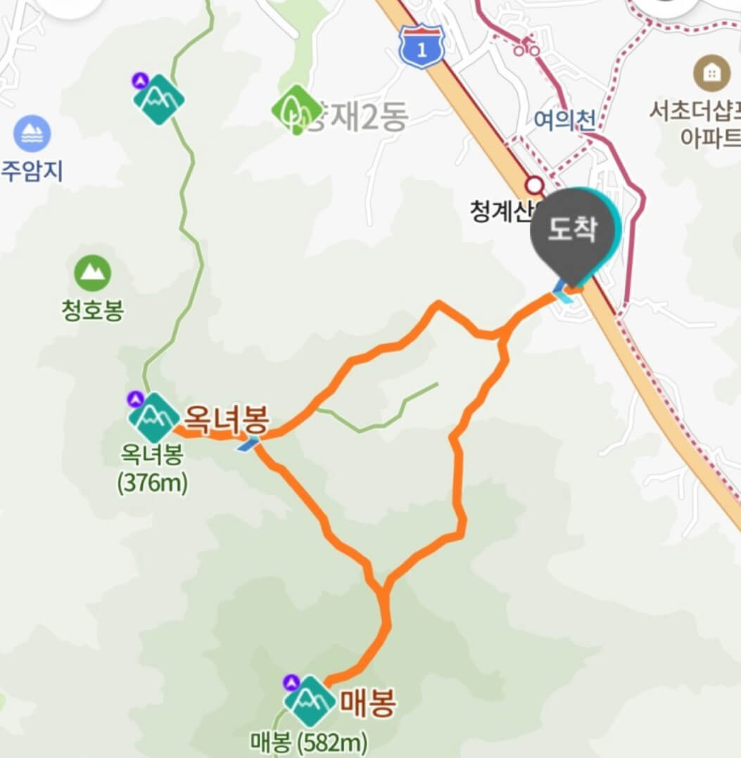 청계산 등산로, 청계산 옥녀봉, 청계산 코스