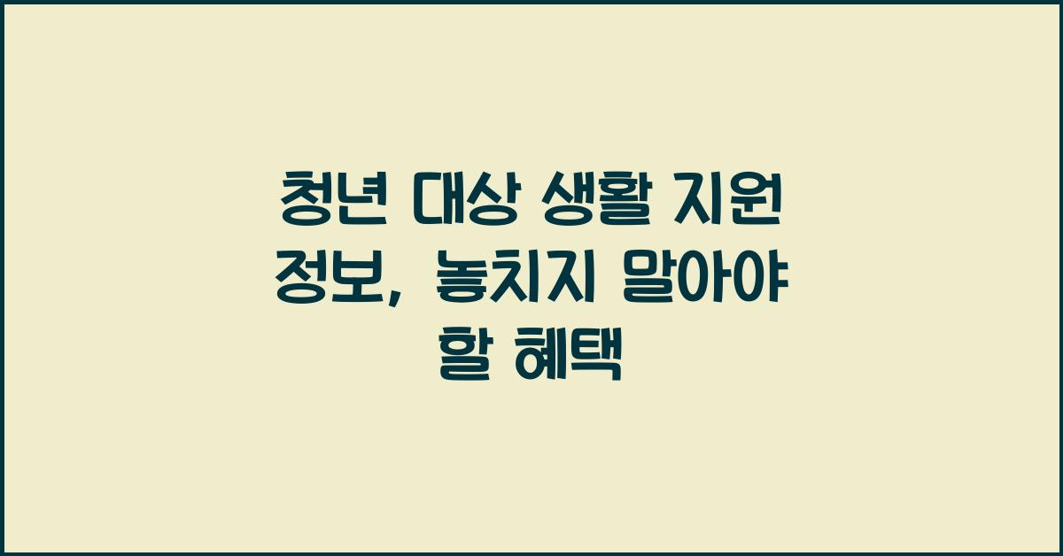 청년 대상 생활 지원 정보