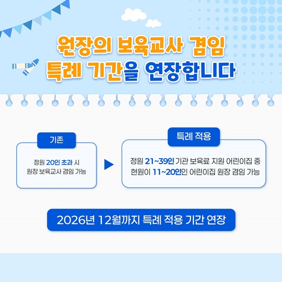원장의 보육교사 겸임 특례 기간 연장으로 운영 부담 완화