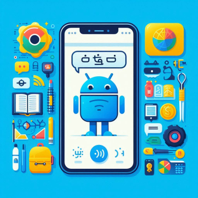 다양한 아이콘들이 배열된 스마트폰 화면과 그에 맞는 작업을 수행하는 모습입니다.