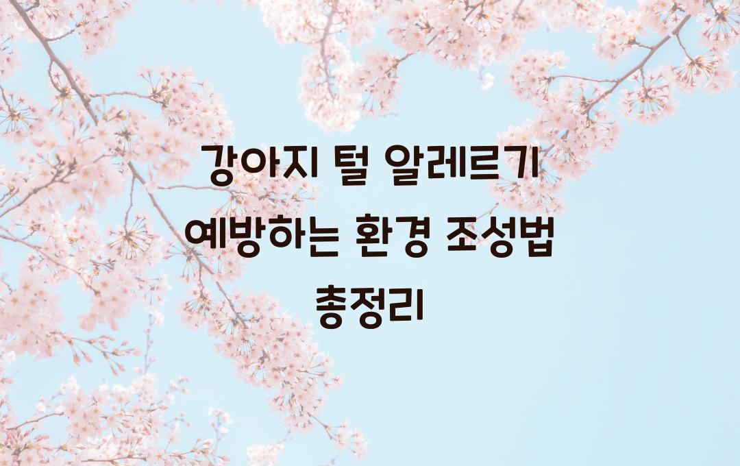 강아지 털 알레르기 예방하는 환경 조성법