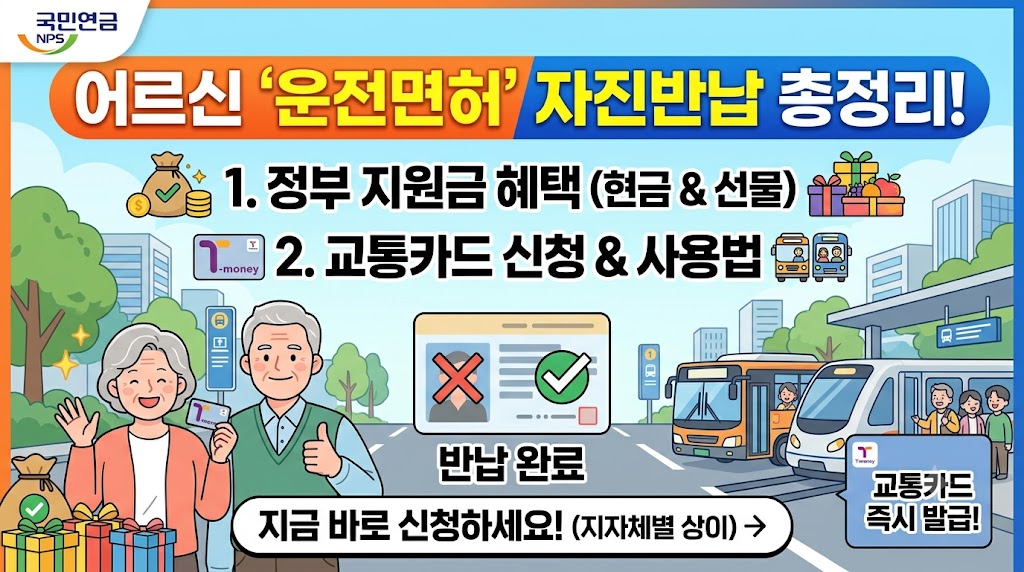 시니어 운전면허 자진반납 정부 지원금 혜택과 교통카드 신청 방법 안내 메인 썸네일