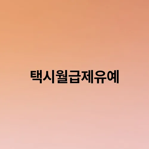 택시월급제유예