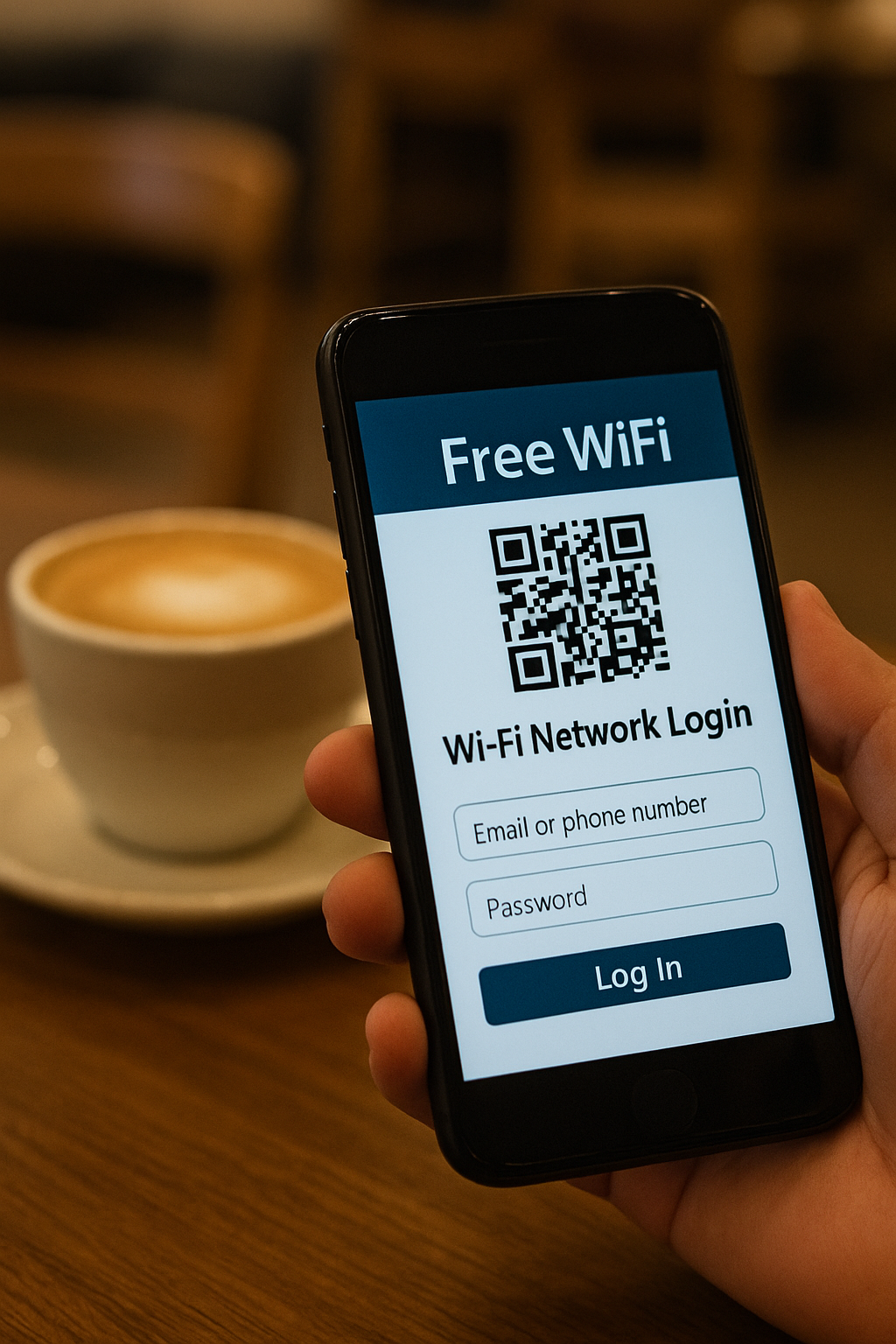 카페 무료 와이파이 로그인 페이지 — 이메일·비밀번호 입력 요구 주의