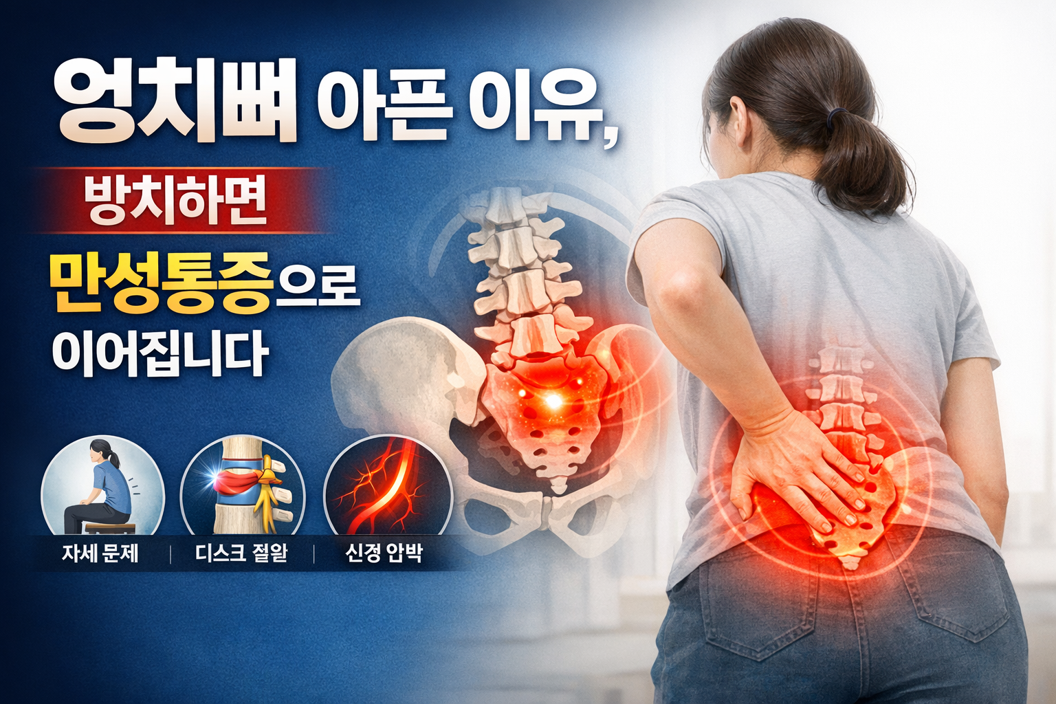 엉치뼈 아픈 이유, 방치하면 만성통증으로 이어집니다