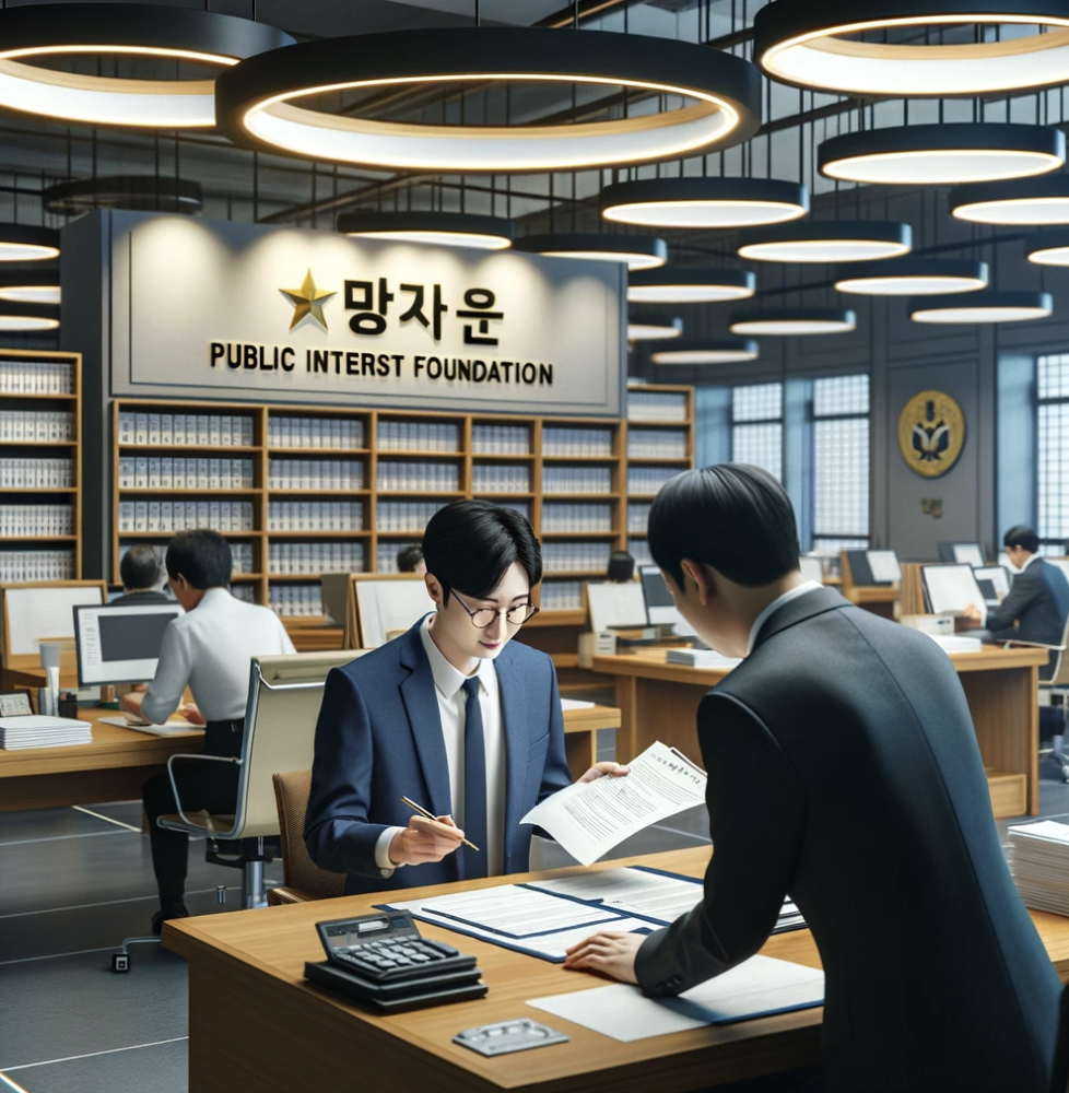 공익법인등록 서류를 제출하는 장면