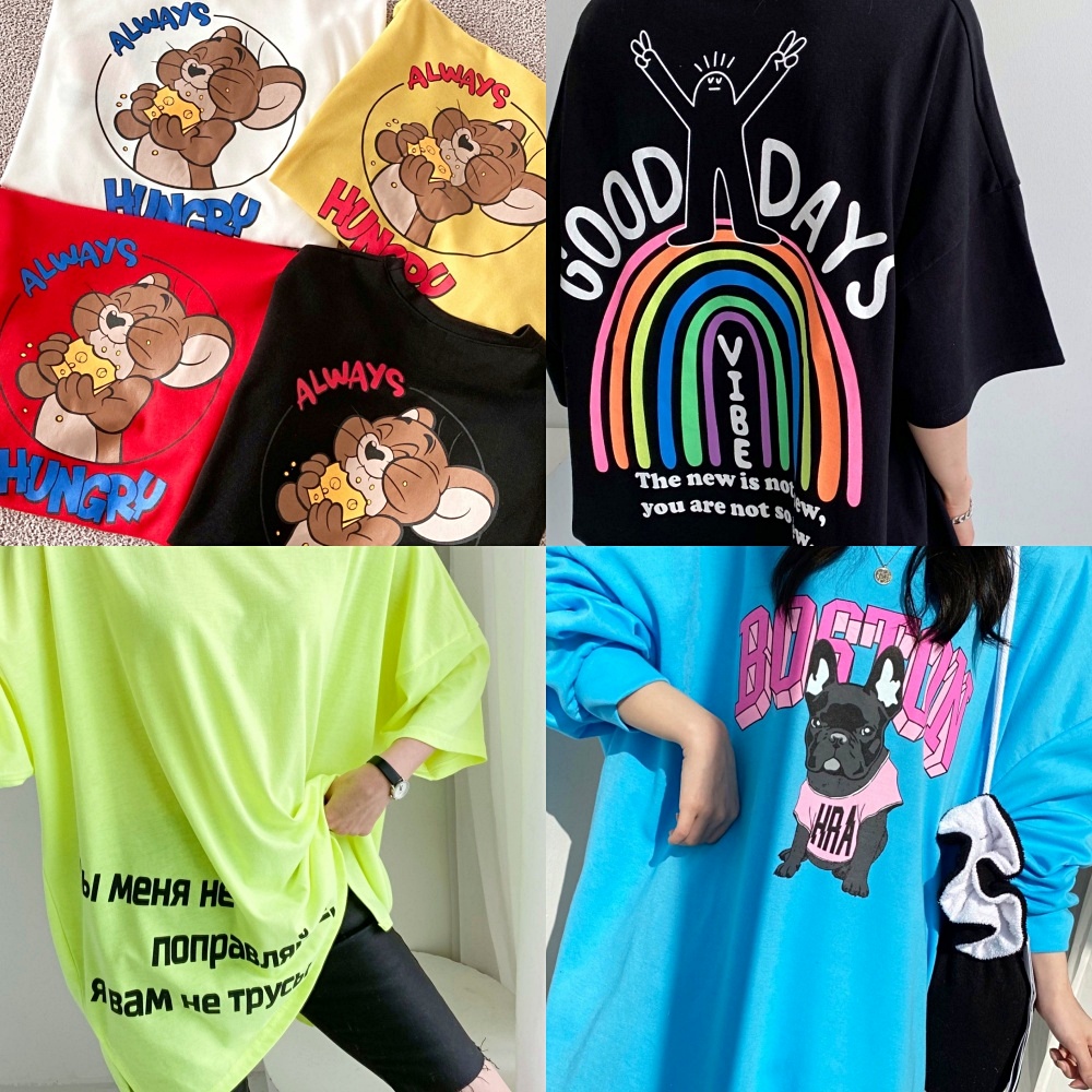 여성 남성 긴팔티 맨투맨 반팔 면티셔츠 롱 박스티 기모 빅사이즈 루즈핏 오버핏