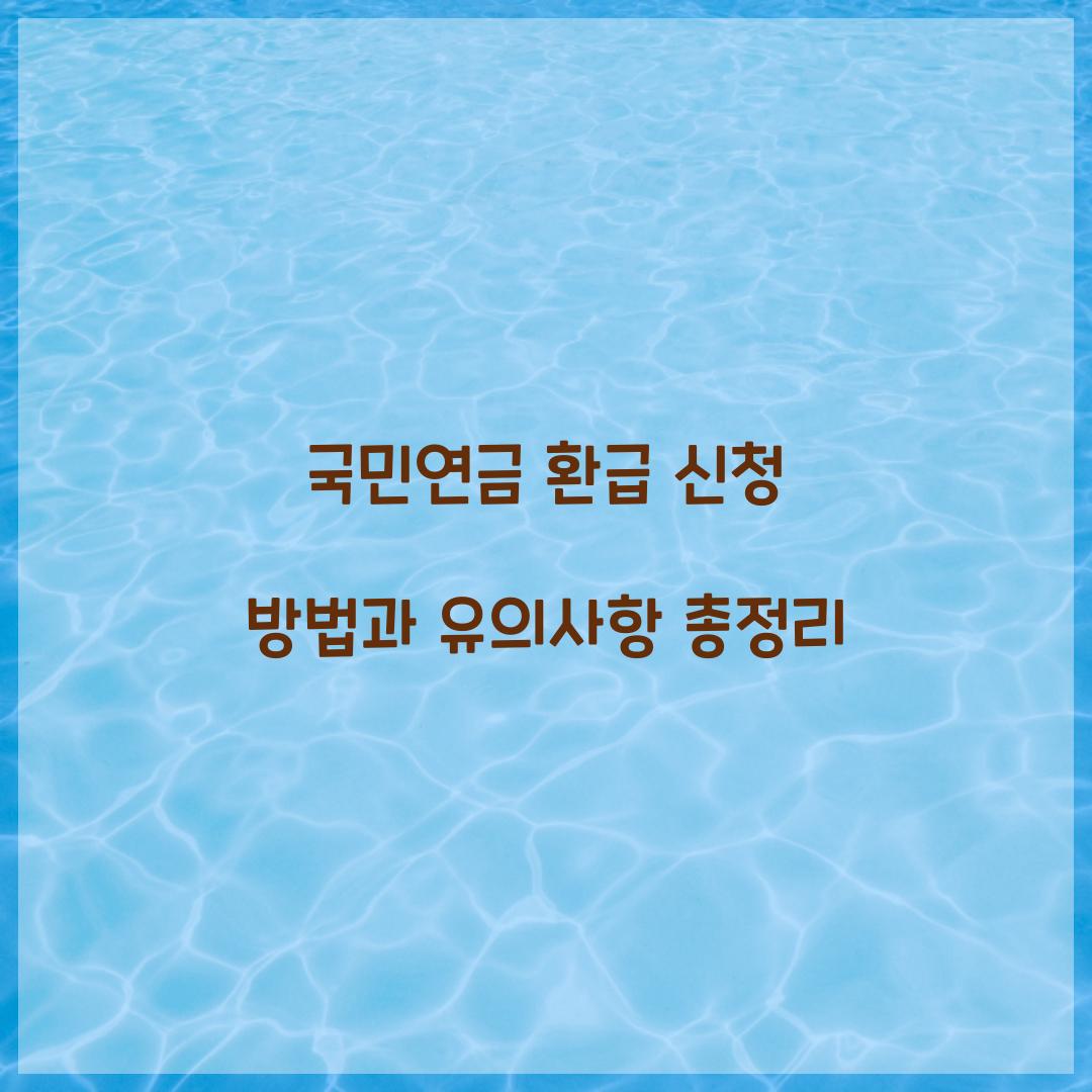 국민연금 환급 신청