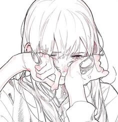 가녀린-소녀가-슬픔에-쌓여-두손으로-눈물을-훔치며-흐느끼고-있는-일러스트