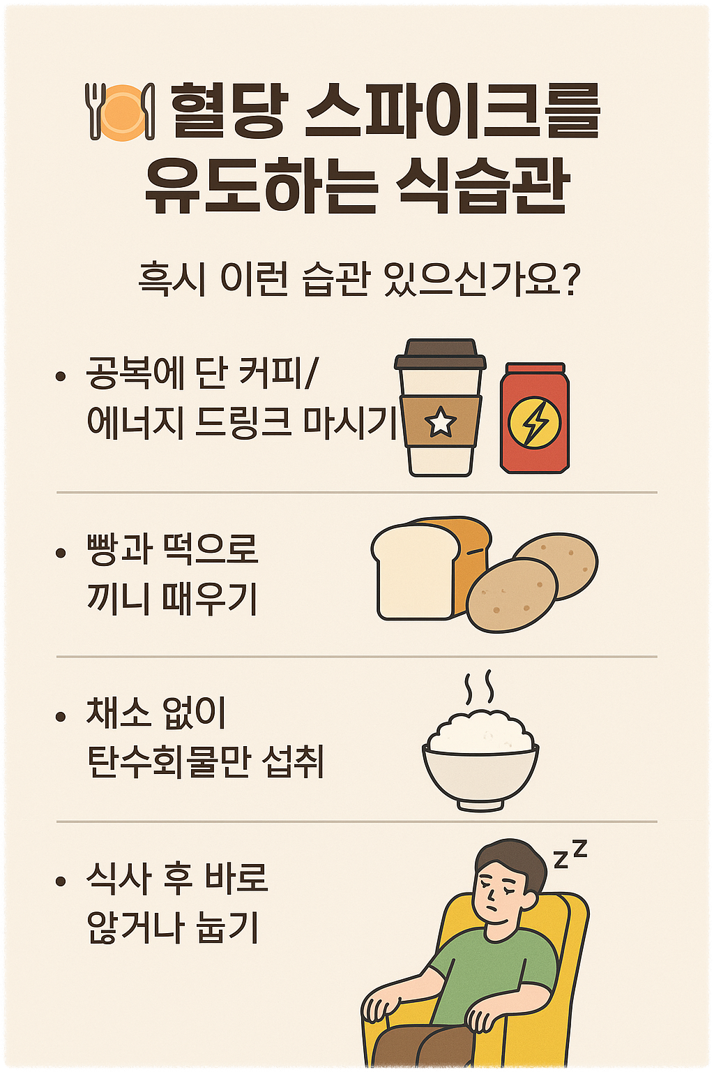 혈당스파이크 유도하는 식습관