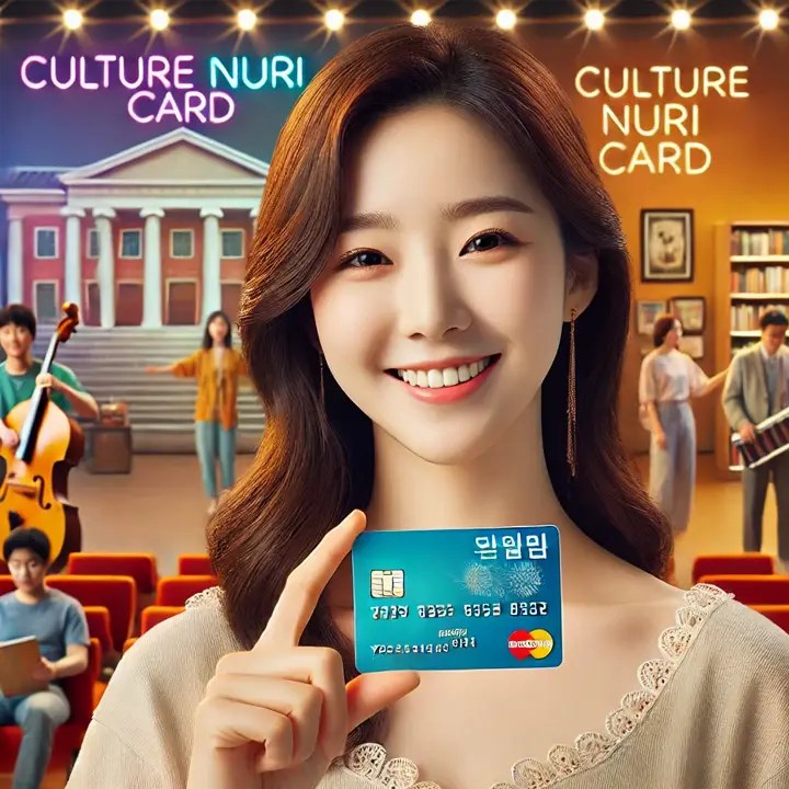 문화누리카드를 들고 기뻐하는 젊은 여성
