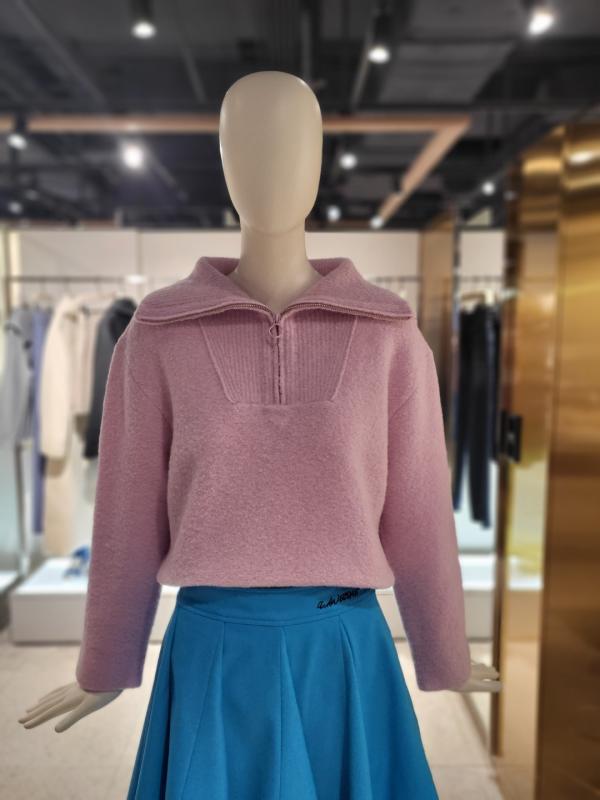 씨씨콜렉트 부클레 텍스쳐 반집업 니트 C224KSK049