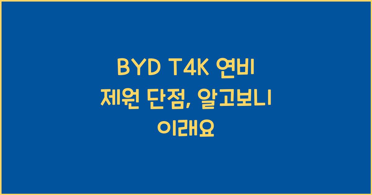BYD T4K 연비 제원 단점