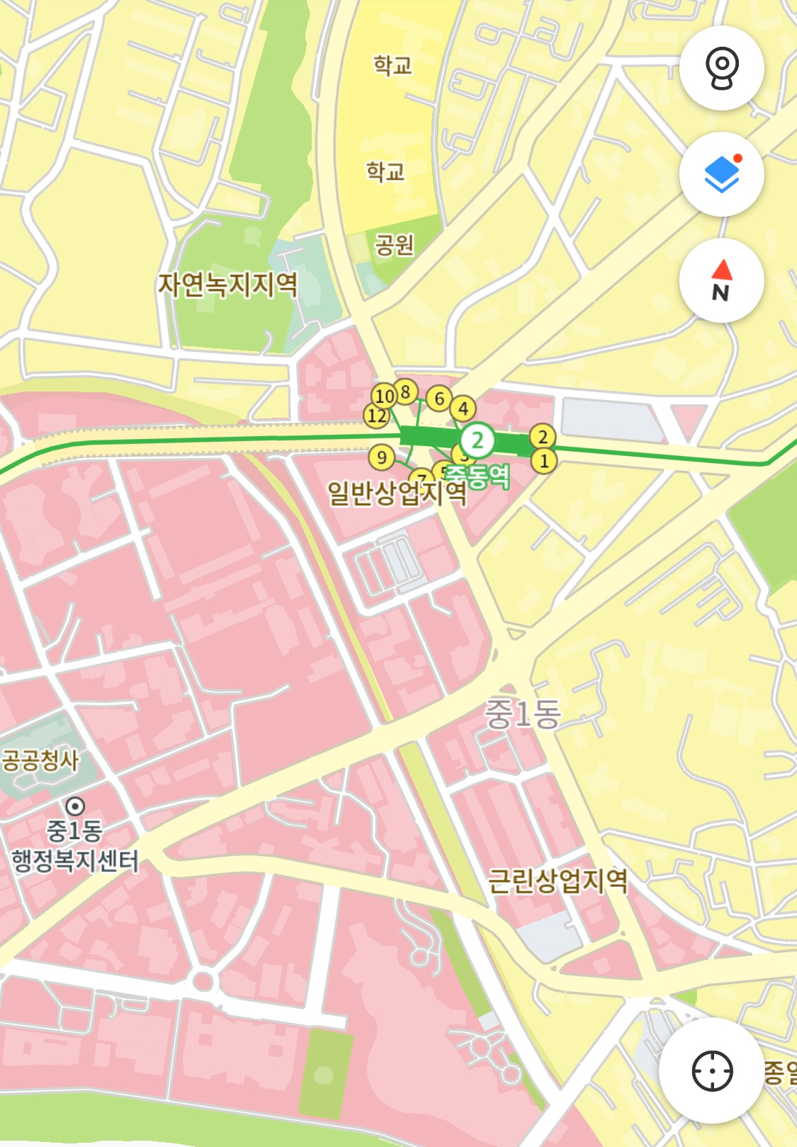 중동역 지적편집도