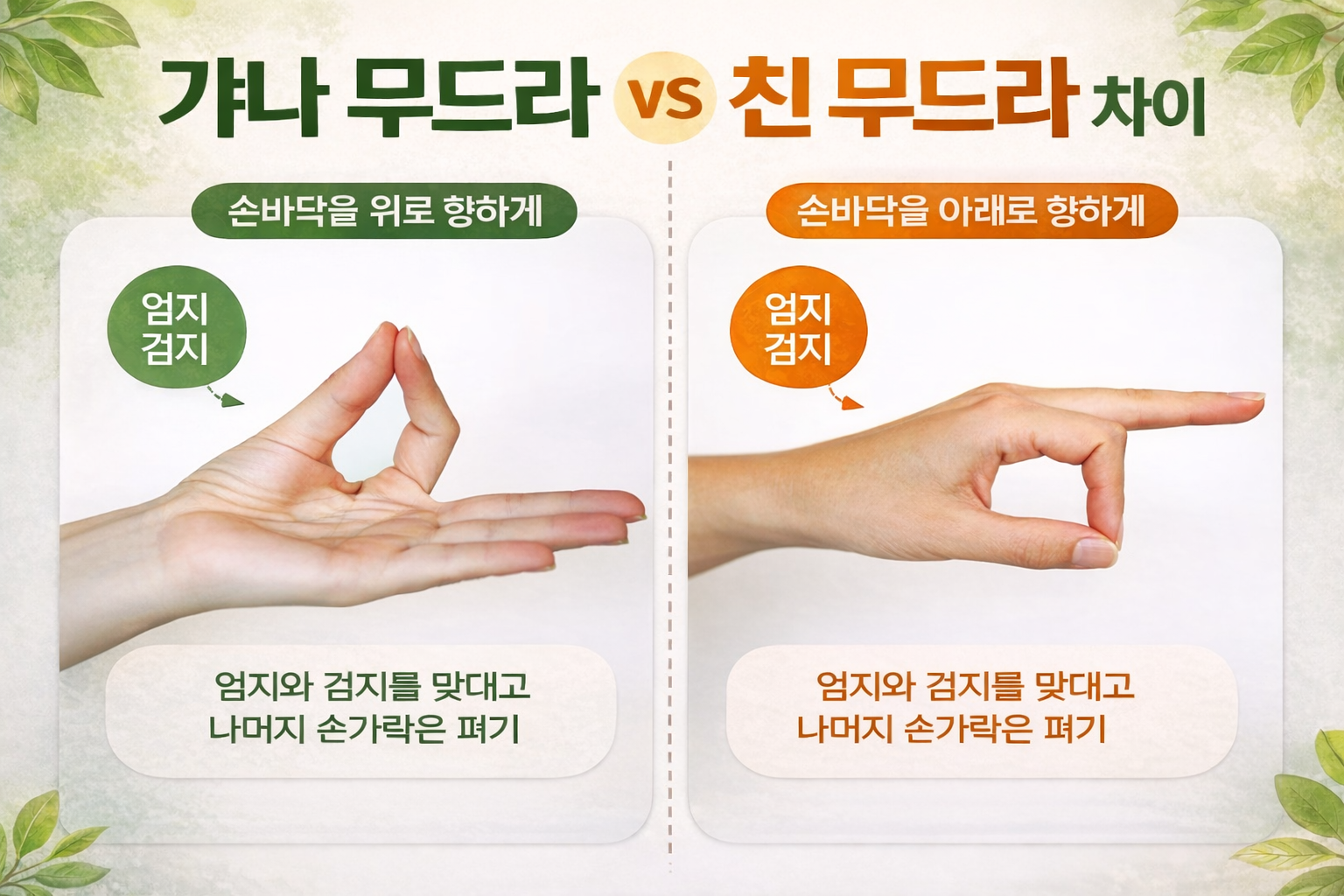 갸나무드라와 친 무드라의 차이