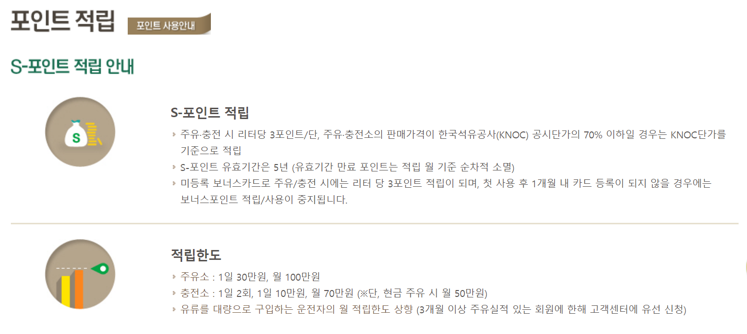 포인트 적립방법 안내 화면 입니다.