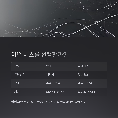 하늘전망대 가는 특별한 교통편 안내: 똑버스와 시내버스 완벽 정리