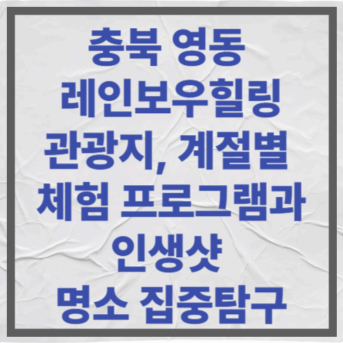 충북 영동 레인보우힐링관광지
계절별 체험 프로그램과 인생샷 명소 집중탐구