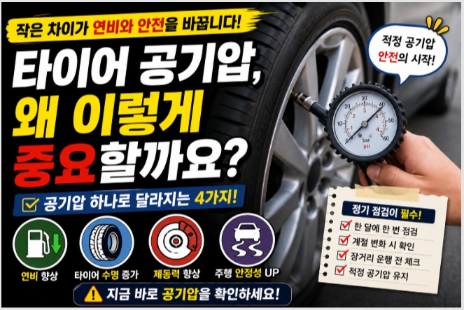 타이어 공기압이 중요한 이유를 설명하는 이미지