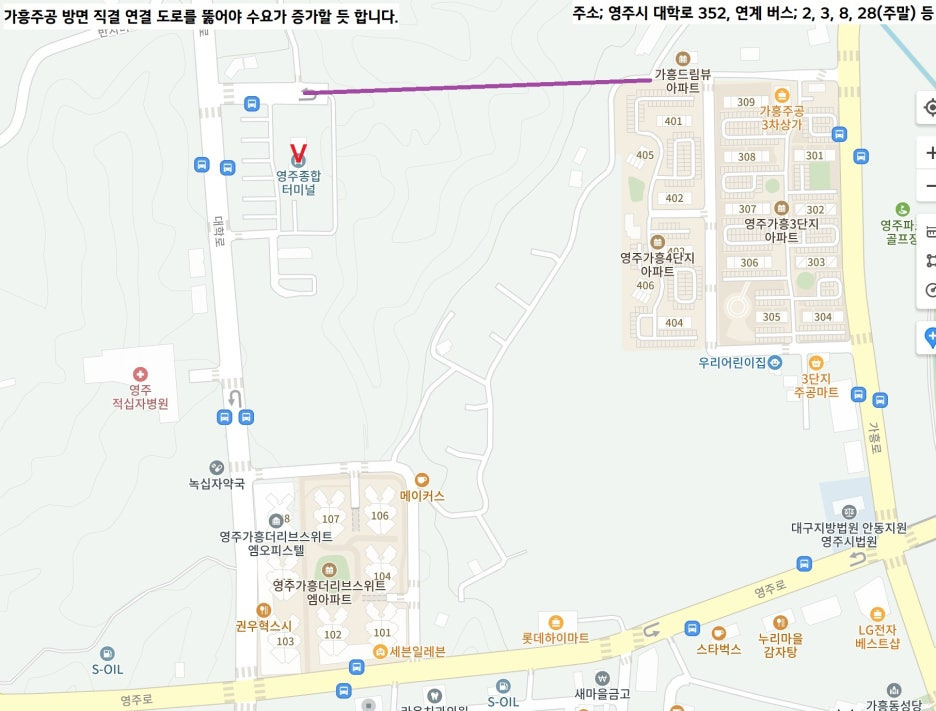 영주종합터미널 주변 지도