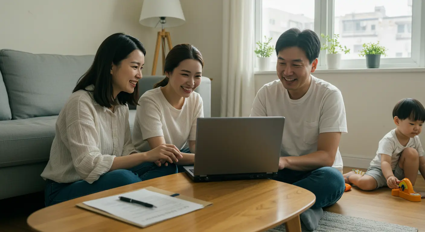 디딤돌 대출에 만족하는 즐거운 가족