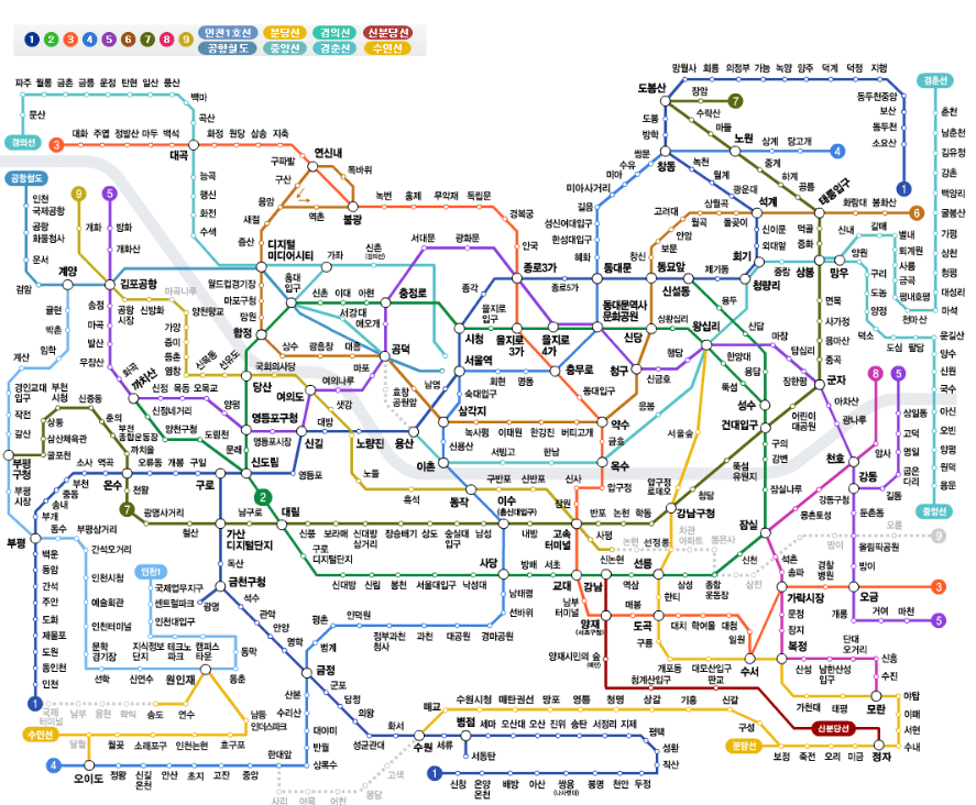 서울 지하철 노선도 크게보기