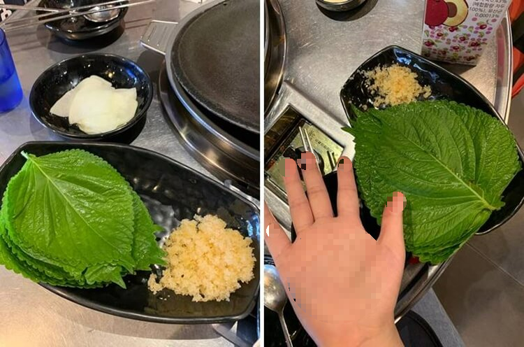 무채, 날치알과 손바닥 만한 깻잎