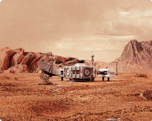 화성 식민지 연구 기지와 탐사 활동 모습