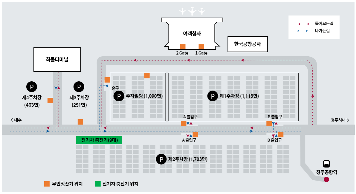 청주공항 주차장 안내도