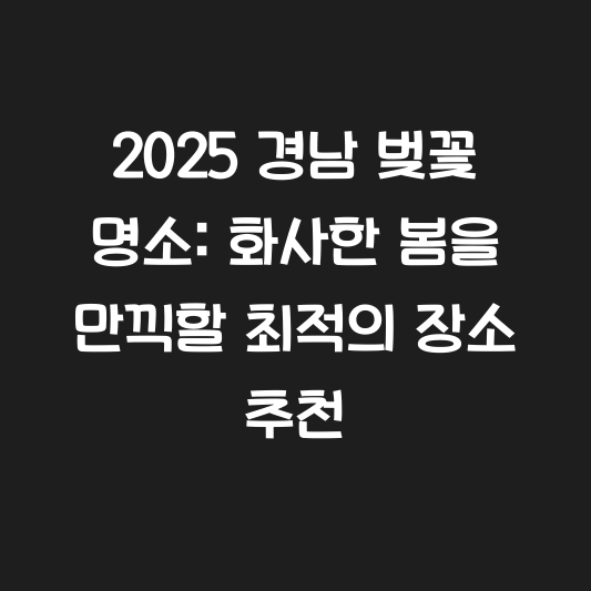 2025 경남 벚꽃 명소: 화사한 봄을 만끽할 최적의 장소 추천 대표 이미지