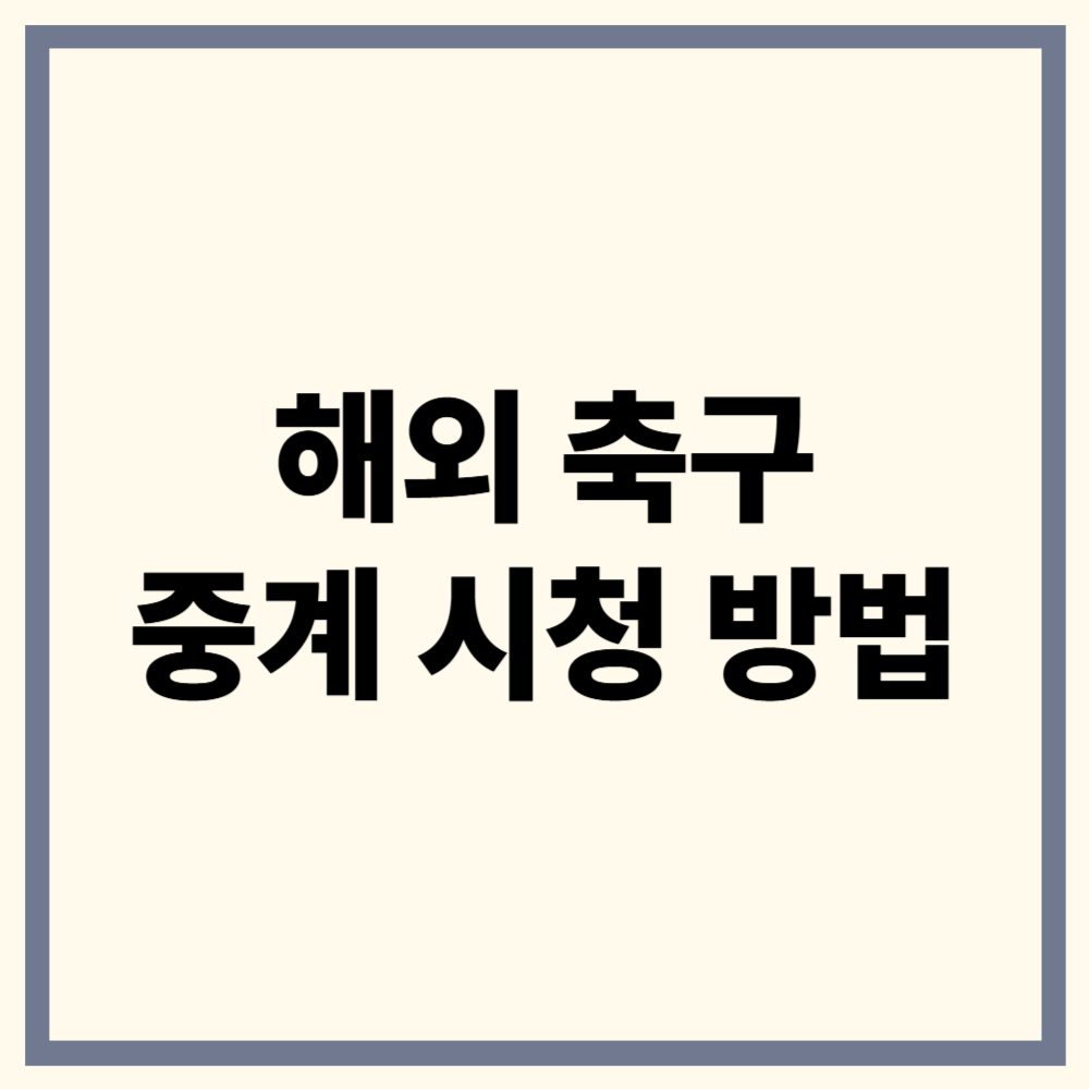 해외축구 중계 실시간 시청하는 방법