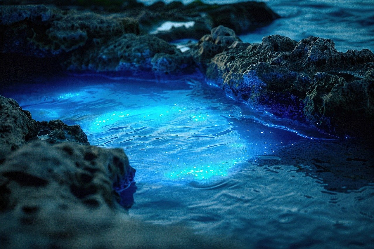 생물발광 빛나는 해변
