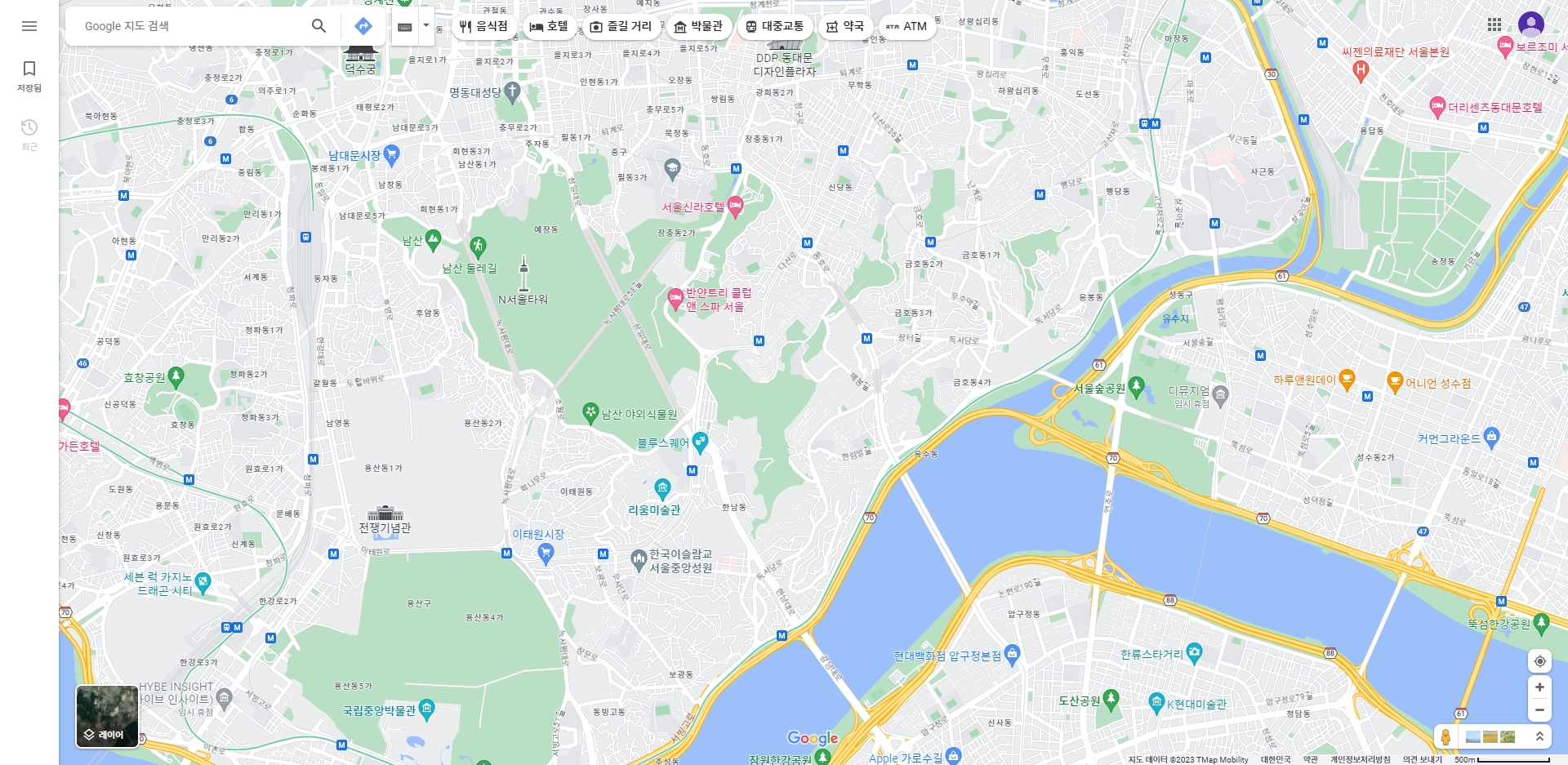 일본 지도에서 아키하바라를 검색하여 위치를 확인하는 과정