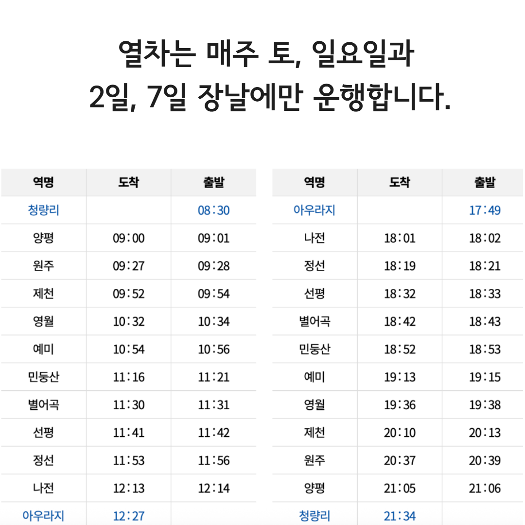 정선 아리랑 열차 타고 정선여행! ( 청량리역·여름휴가·노선·예약팁 ) 관련사진