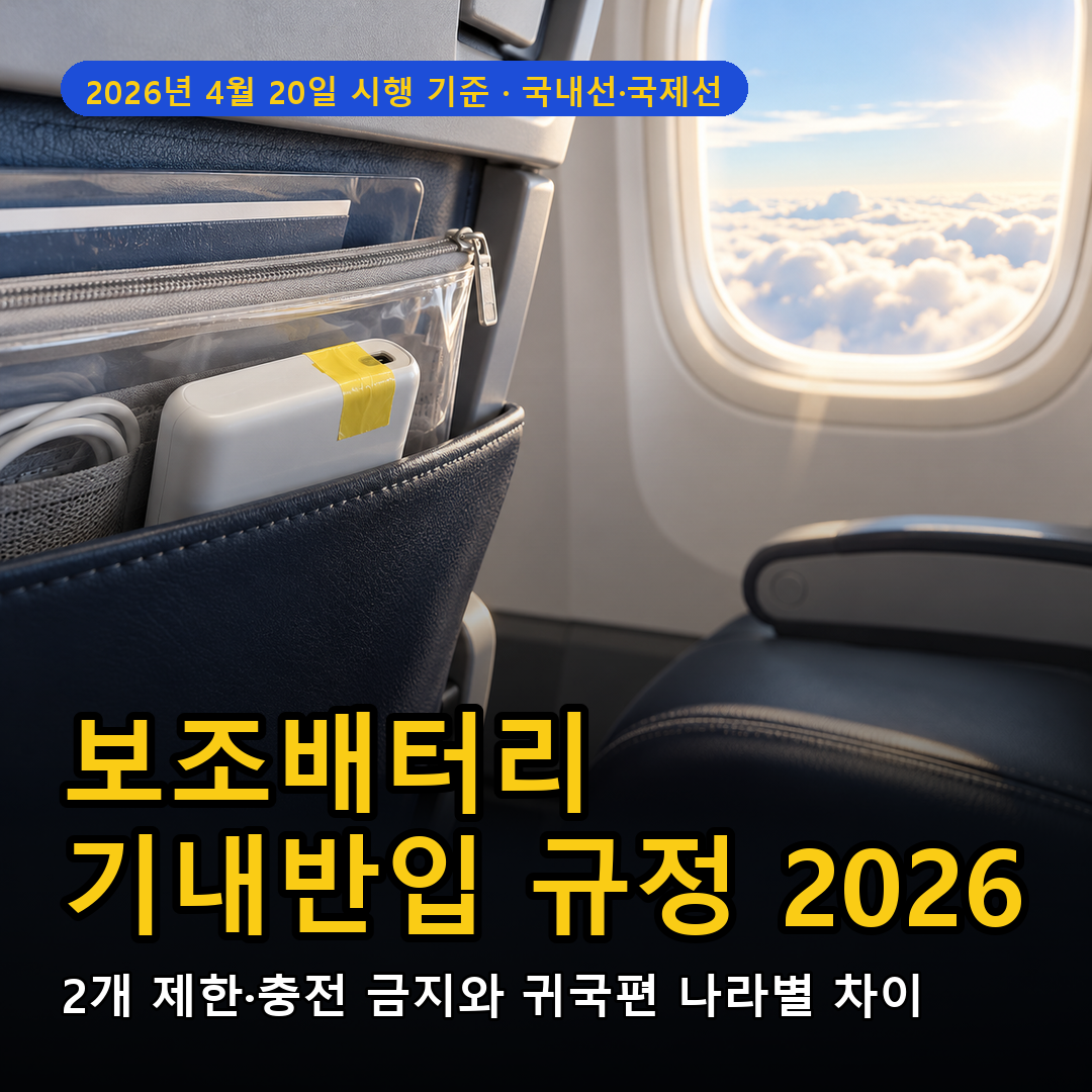보조배터리 기내반입 규정 절연테이프 붙인 보조배터리 좌석 앞주머니 보관