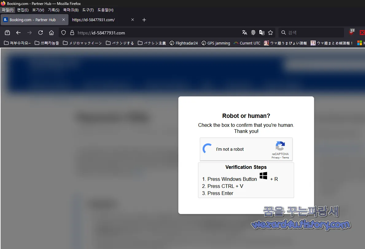 Lumma Stealer 로 제작된 사이트 캡차 선택시 화면