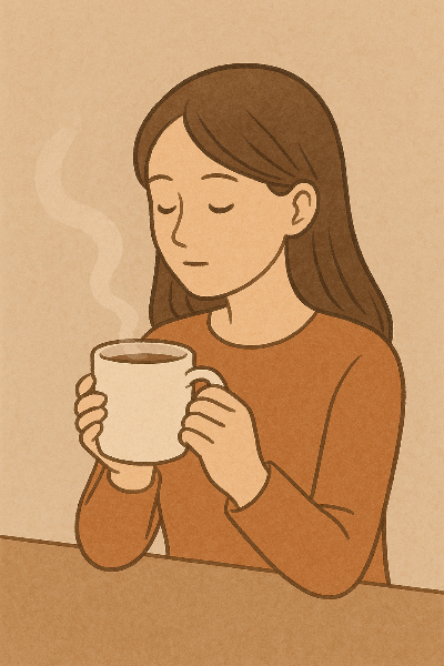 커피 마시는 평온한 시간