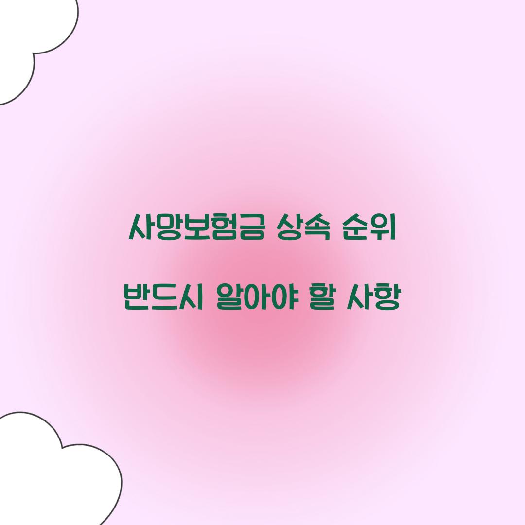 사망보험금 상속 순위