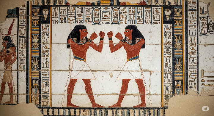 고대 이집트 벽화에 그려진 복싱하는 사람들