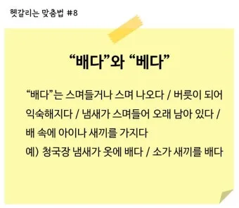 몸에 배다 베다 구분과 올바른 사용_6