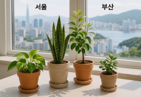 서울과 부산 반려식물 사진