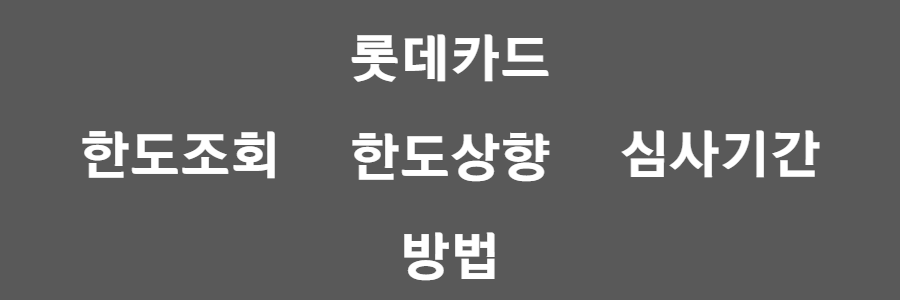 롯데카드 한도상향 방법 알아보기